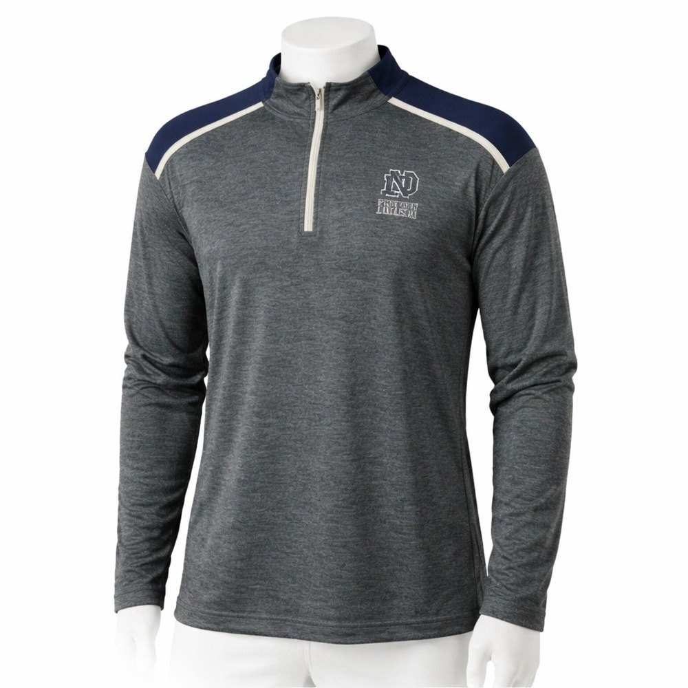 Colosseum Notre Dame Fighting Irish Quarter Zip Pullover Mens Large Grey Navy